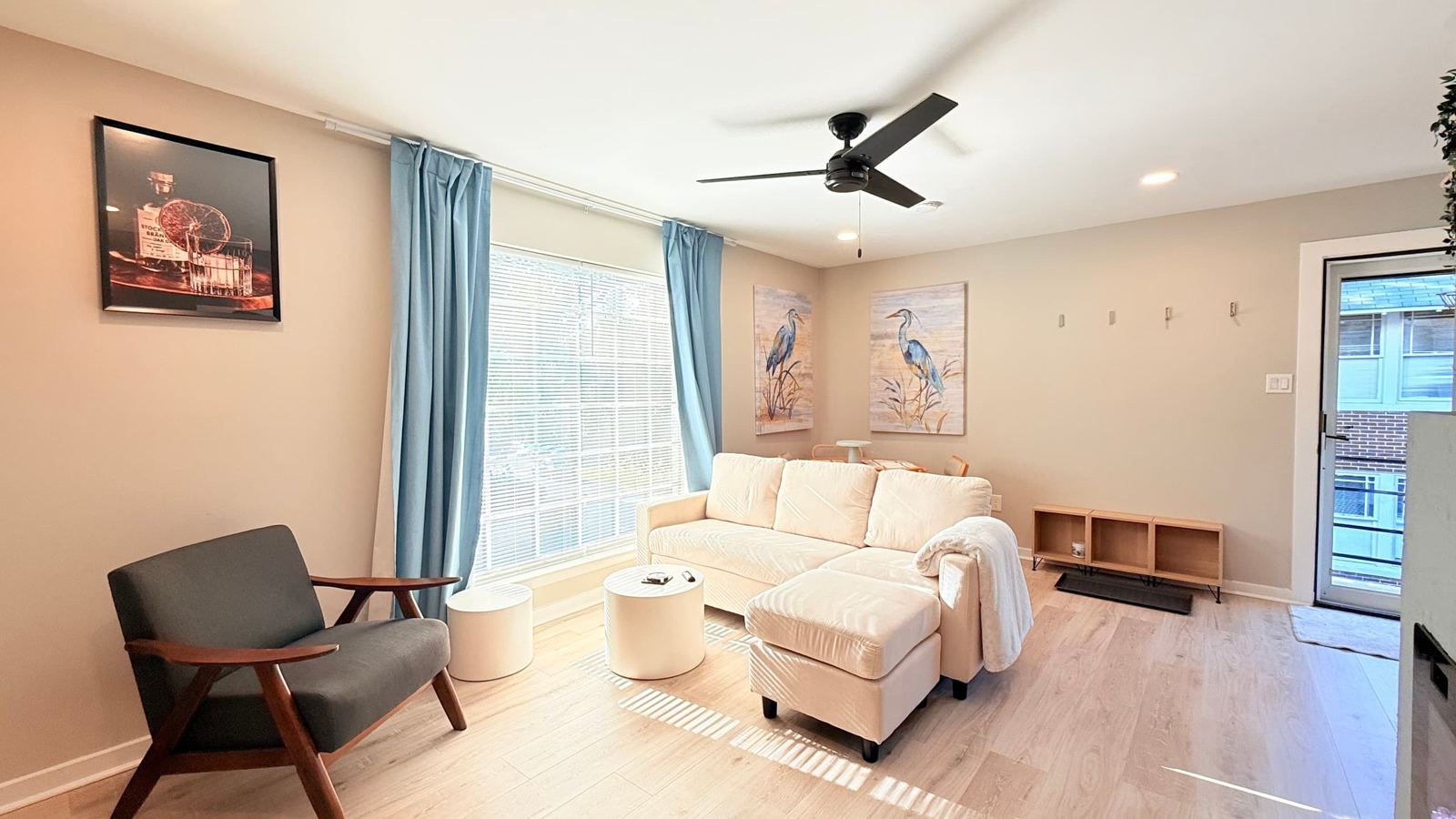 Furnished bedroom at Clark Pl Condos